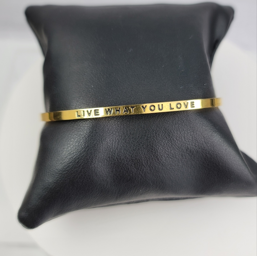 MantraBand Live What You Love Gold-tone Metal Cuff Bracelet